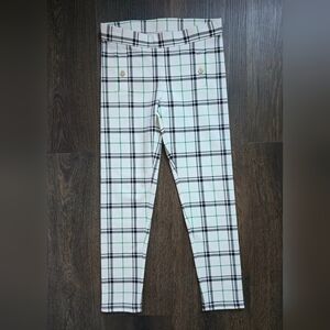 Janie & Jack white plaid ponte pants